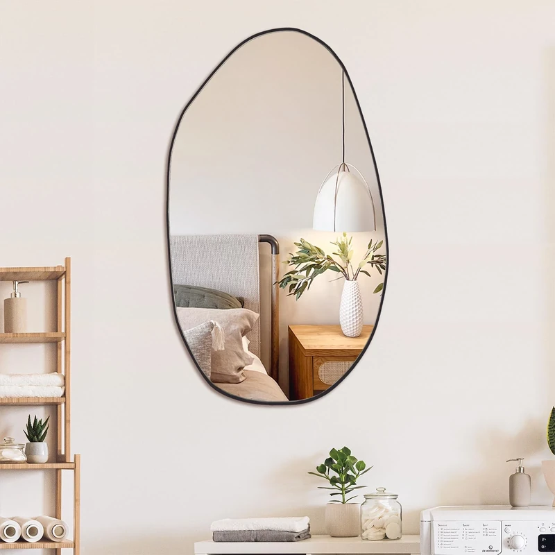 BOMINICA Asymmetrical Wall Mirror Frameless Irregular Accent Mirror for Living Room Entryway Bedroom, 19.5"x33.5"