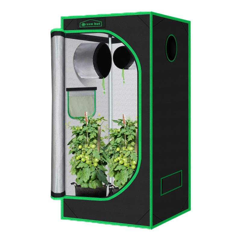 Green Hut 3x3 Grow Tent, 36"x36"x72" Growing Tent with Observation Window and Floor Tray for Hydroponics Indoor Plant Growing 3x3 Grow Room