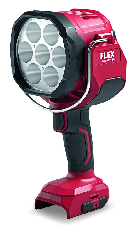FLEX Battery Floodlight Hand Lamp WL 2800 18.0 (2 Brightness Levels, 2800 Lumens, Range 630 m, Lamp Head 180° Swivelling, Work Light Without Battery)