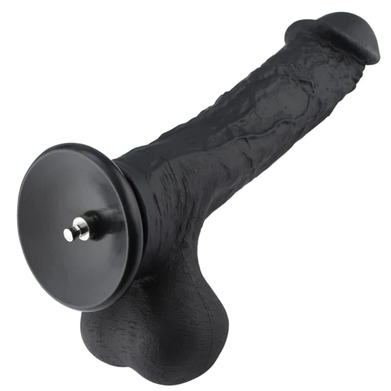 Hismith 12.4'' Huge Silicone Dildo with KlicLok System - Intact Testicles Dong for Advanced Users - 9.8" Insert-able Length, Max Width 2.3", Black - Amazing Series
