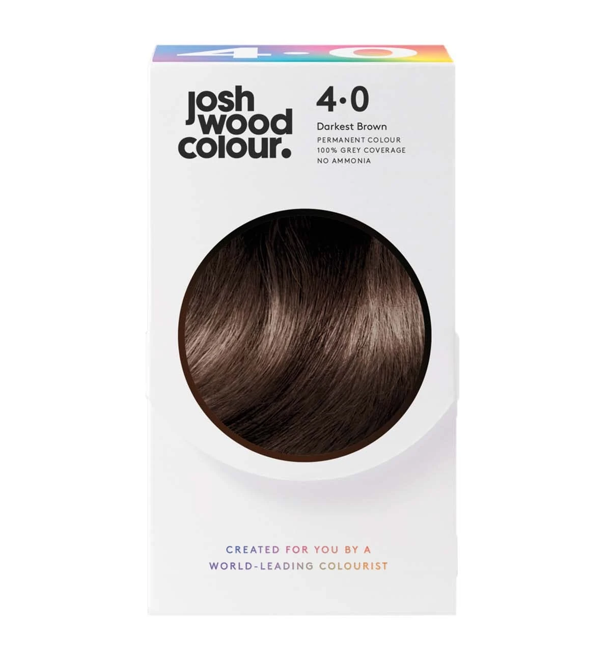 Josh Wood Colour - Ammonia-Free Hair Dye - Permanent Hair Colour with 100% Grey Coverage - Vegan Friendly, Natural-Looking Results, Shiny & Hydrated Hair | 4.0 (Darkest Brown)
