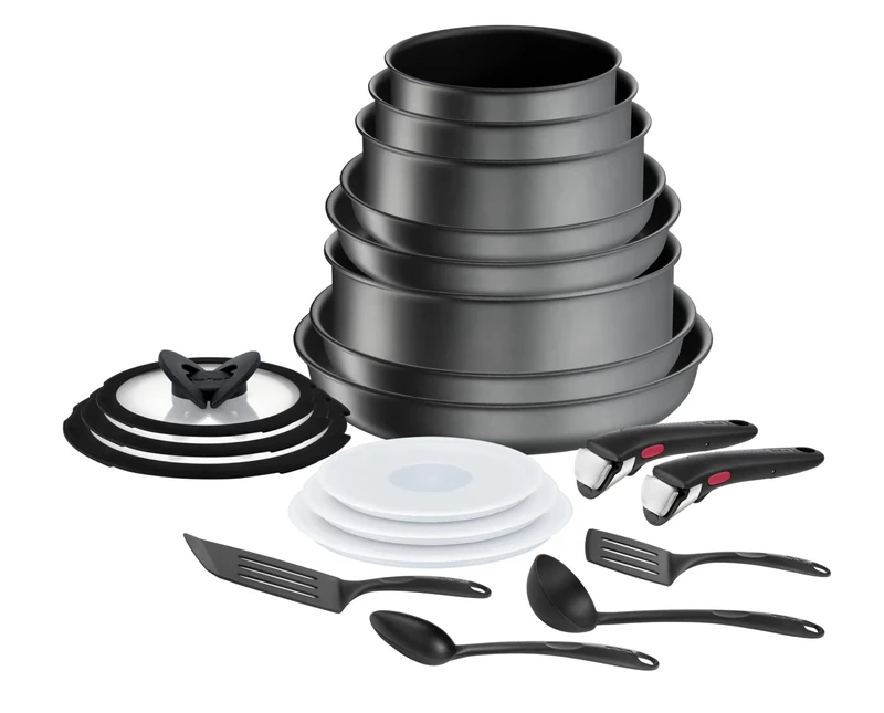 Tefal Ingenio Daily Chef On 20 Piece Set, Pots & Pans Set, Stackable, Easy Cleaning, Non-Stick Coating, Removable Handle, Heat Indicator, All hobs Compatible Including Induction, L7619402