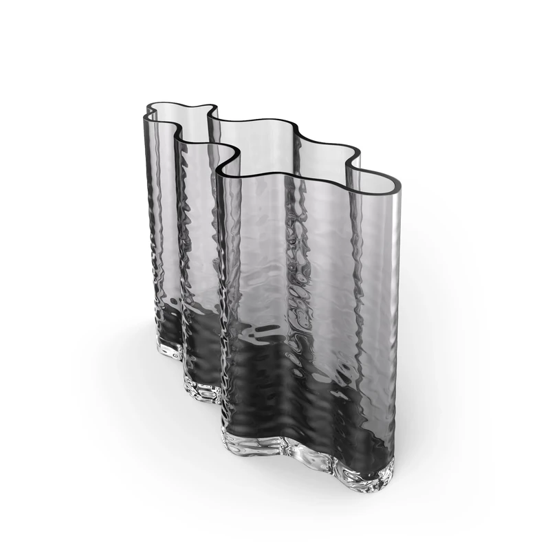 Cooee Design Gry Wide Vase 24 cm Smoke, Glass Vase, Tulip Vase, Ash Colour