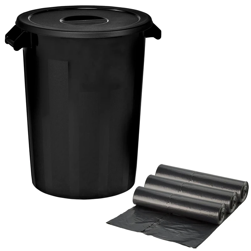 WELLHOME Recycling Container + 3 x Bin Bags of 10 Units, Brown, ø51.5 x 67 cm