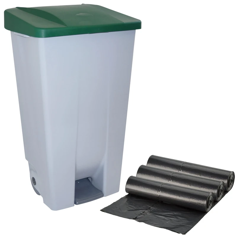 WELLHOME Recycling Container + 3 x Bin Bags of 10 Units, Blue, 51 x 42.5 x 87.5 cm