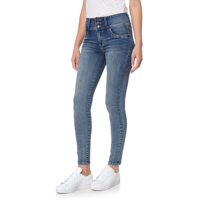 WallFlower Women's Juniors Instasoft High-Rise Sassy Skinny Jeans (Standard and Plus), Dulce, 18