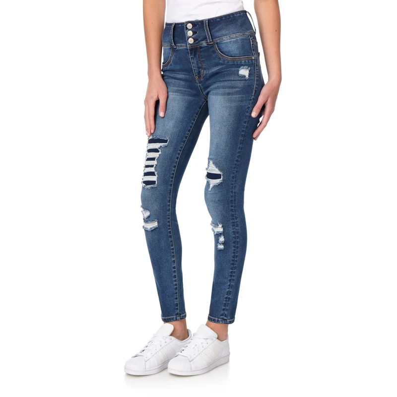 WallFlower Women's Juniors Instasoft High-Rise Sassy Skinny Jeans (Standard and Plus), Ashton, 20 Plus