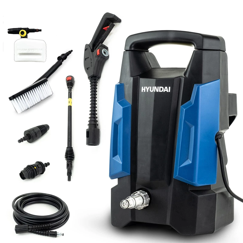 Hyundai 1700W 1740psi / 120Bar Electric Pressure Washer, Blue, Ultra-quick 5.5 l/min flow rate and Extra-long 6 m hose Jet Washer