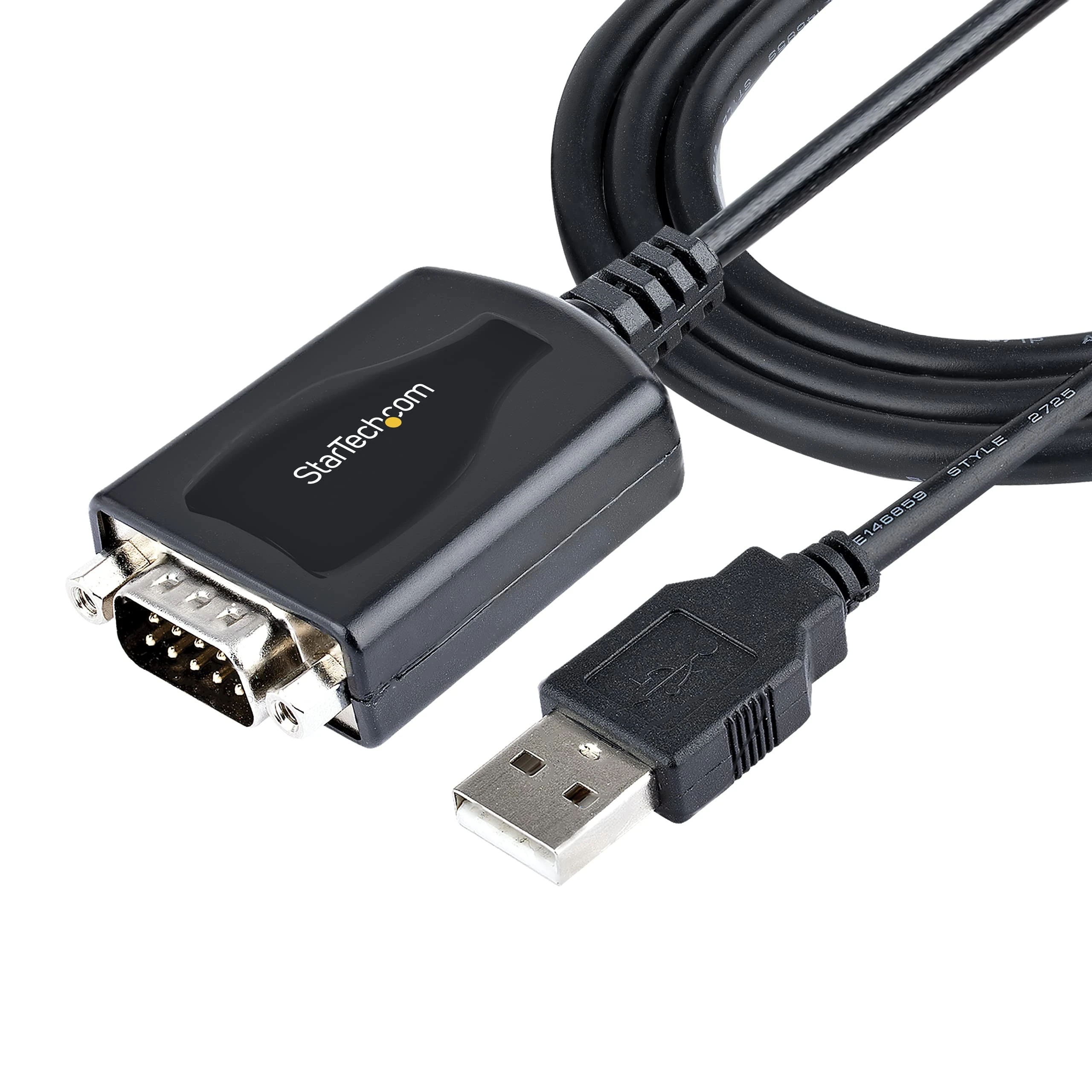 StarTech.com 3ft (1m) USB to Serial Cable with COM Port Retention, DB9 Male RS232 to USB Converter, USB to Serial Adapter for PLC/Printer/Scanner, Prolific Chipset, Windows/Mac