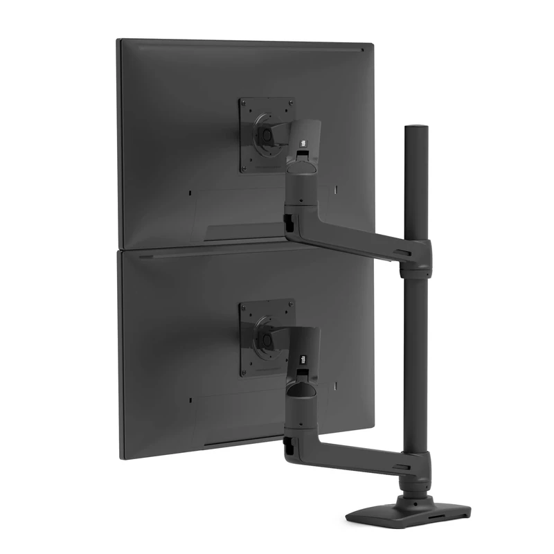Ergotron – LX Vertical Stacking Dual Monitor Arm, VESA Desk Mount – for 2 Monitors Up to 40 Inches, 3.2-10kg Each – Tall Pole, Matte Black (45-509-224)