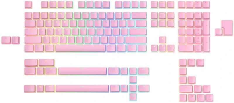 Glorious Gaming 145x Aura Keycaps V2 - PBT Pudding Keycaps, RGB Friendly with Transparent Fonts & Sides, PBT Material for Greater Durability & Deep Acoustics, Fits MX-Style Stems, US/UK Layout - Pink