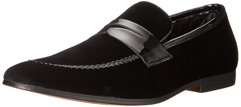 Steve Madden Men's Crescent Penny Loafer, Black Velvet, 10.5 UK