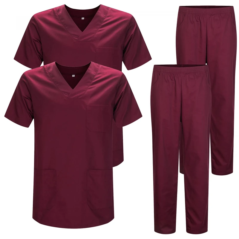 MISEMIYA - Pack * 2 Pcs - Uniforms Unisex Scrub Set – Medical Uniform with Scrub Top and Pants - Ref.2-8178 - Medium, Garnet 22