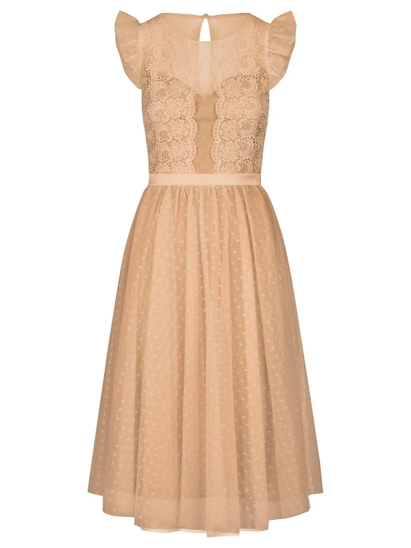 ApartFashion Women's Apart Cocktail Dress in Romantic Look Special Occasion Dress, Nude, Regular