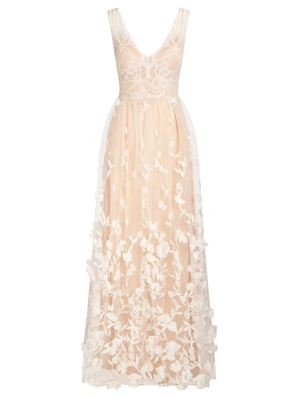 ApartFashion Women's Apart 3D Flower Evening Dress Special Occasion, White, XL