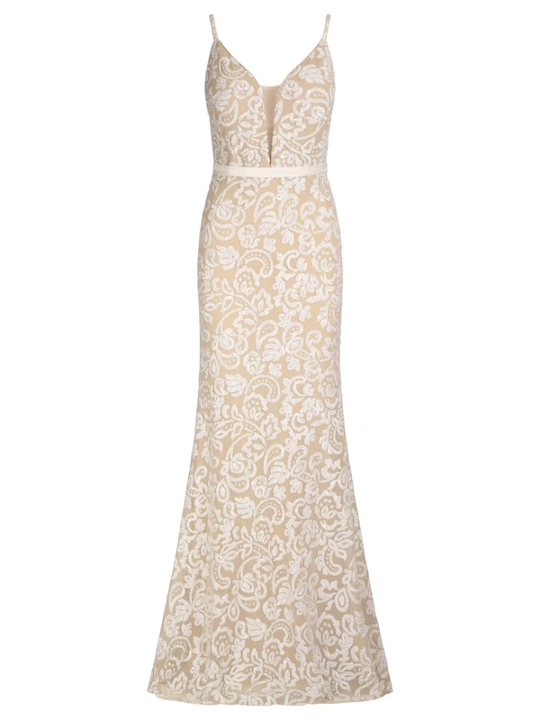 ApartFashion Women's Apart Sequin Evening Dress Special Occasion, White, M