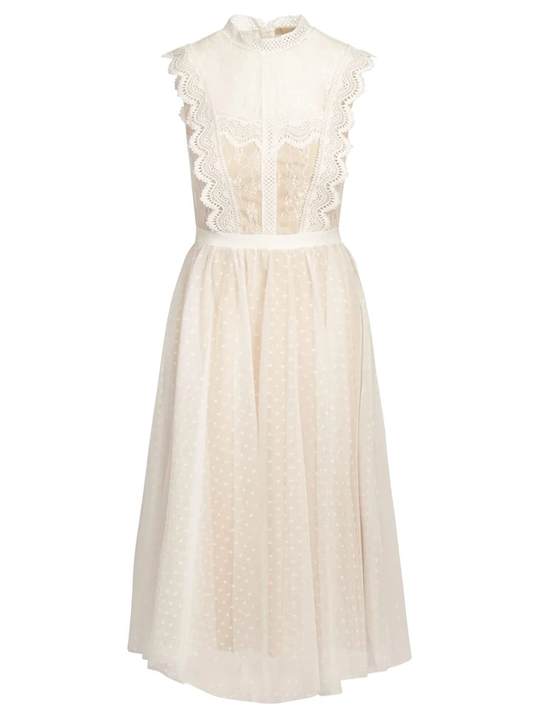 ApartFashion Women's Apart Cocktail Dress Lace and Tulle Special Occasion Dress, White, Regular