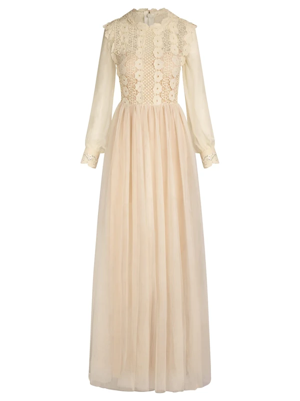 ApartFashion Women's Apart Lace Evening Dress with Tulle Skirt Special Occasion, White, M