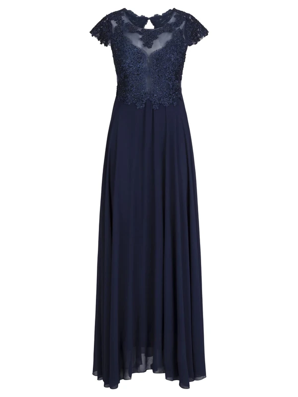 ApartFashion Women's Apart Mesh Lace and Chiffon Special Occasion Dress, Dark Blue, Regular