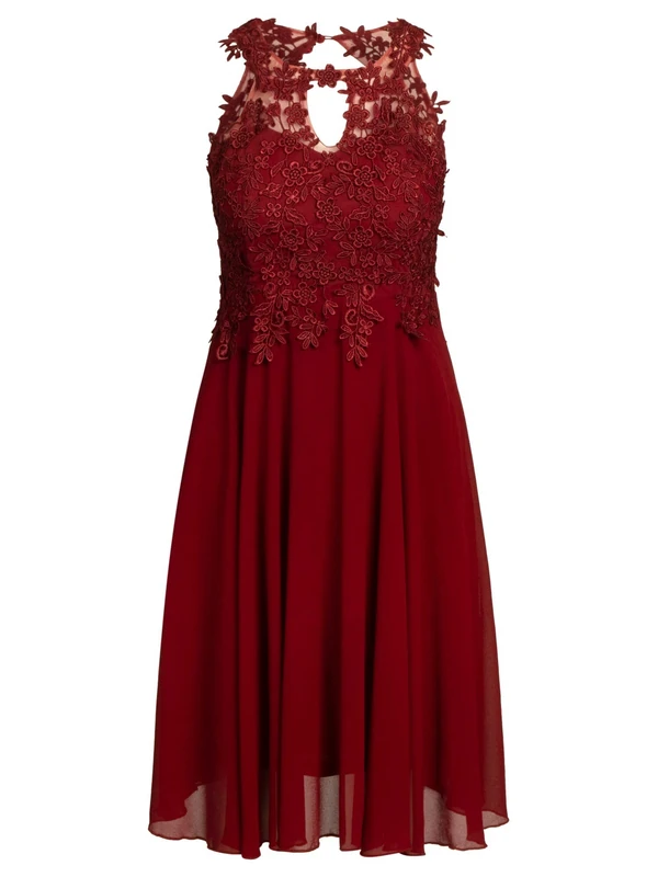 ApartFashion Women's Apart Chiffon Mesh Lace Cocktail Dress Special Occasion, Bordeaux, M