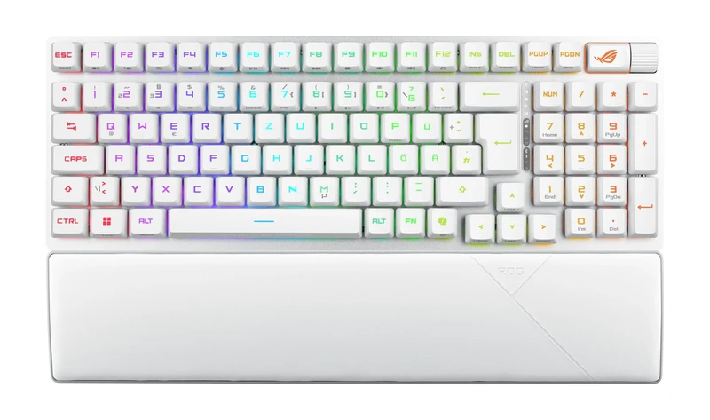 ASUS ROG Strix Scope II 96 RX Wireless White Wireless Optical Gaming Keyboard (Bluetooth, 2.4 GHz, Wired USB, Streaming Hotkeys, ROG RX Optical Switches, ROG Keyboard Stabilizers, White)