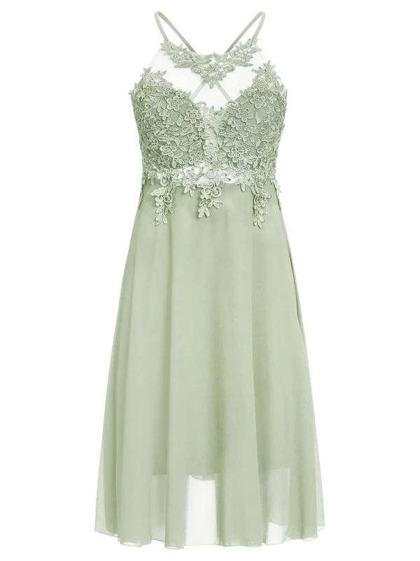 ApartFashion Women's Apart Chiffon Mesh Lace Cocktail Dress Special Occasion, Light Green, M