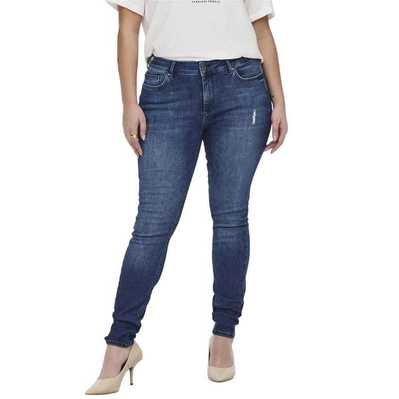 ONLY Carmakoma Women's Carwilly Reg DNM Tai Noos Skinny Fit Jeans, Medium Blue (Medium Blue Denim), 44W x 32L - Image 1