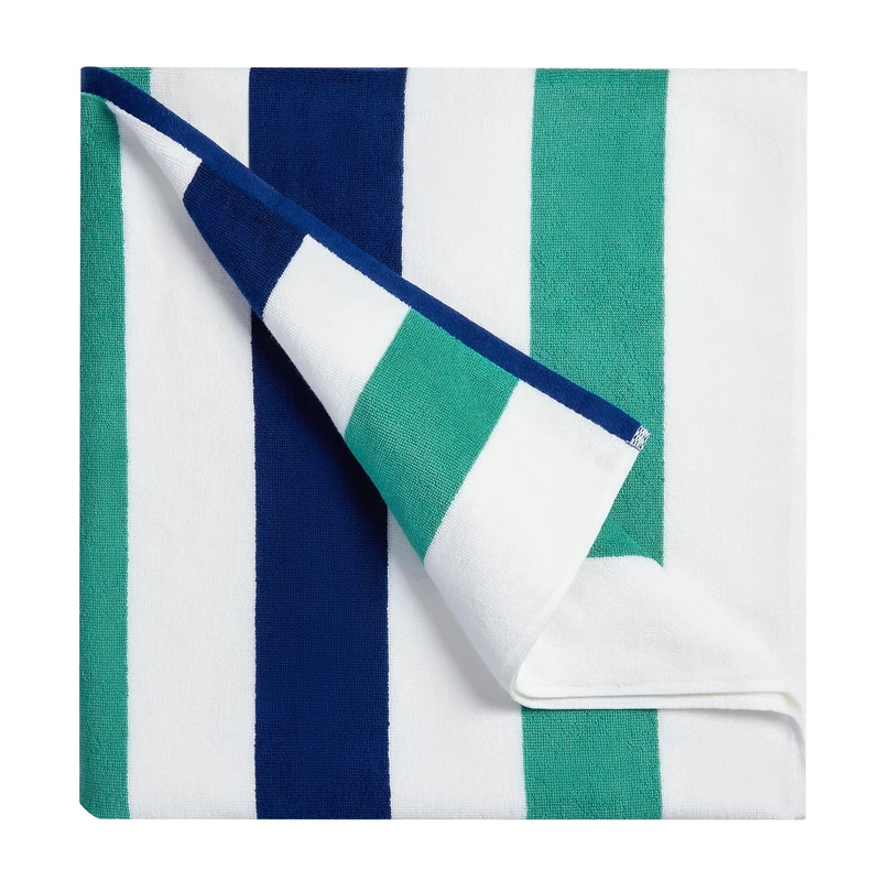 Bornbay Cotton Oversized Beach Towel - Extra Large 40"X70" Plush Thick Pool Towel, XL Fluffy Stripe Teal Beach Towels for Adults Mens Women (White Teal Blue) - Image 1