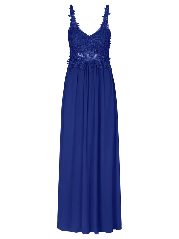 ApartFashion Women's Apart Chiffon Lace Mesh Evening Dress Special Occasion, darkblue, L