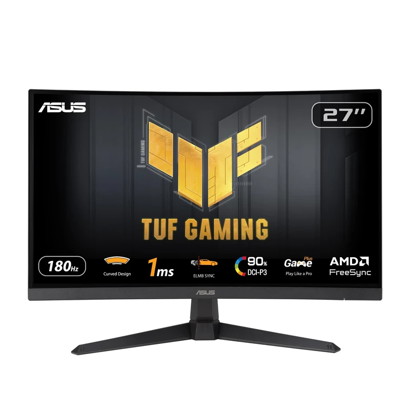 ASUS TUF Gaming VG27VQ3B Gaming Monitor – 27 inch Full HD, Curved, 180Hz, ELMB SYNC, FreeSync, 1ms response time, 90% DCI-P3, DisplayWidget Center