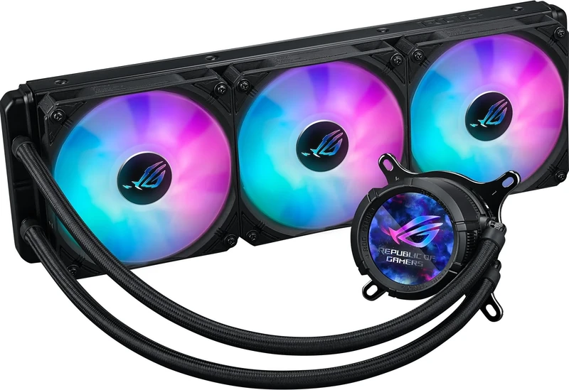 Asus ROG STRIX LC III 360 ARGB LCD Liquid CPU Cooler, 360mm, 7th Gen v2 Asetek Pump, ARGB Fans, Customisable LCD Display, Rotatable Water Block