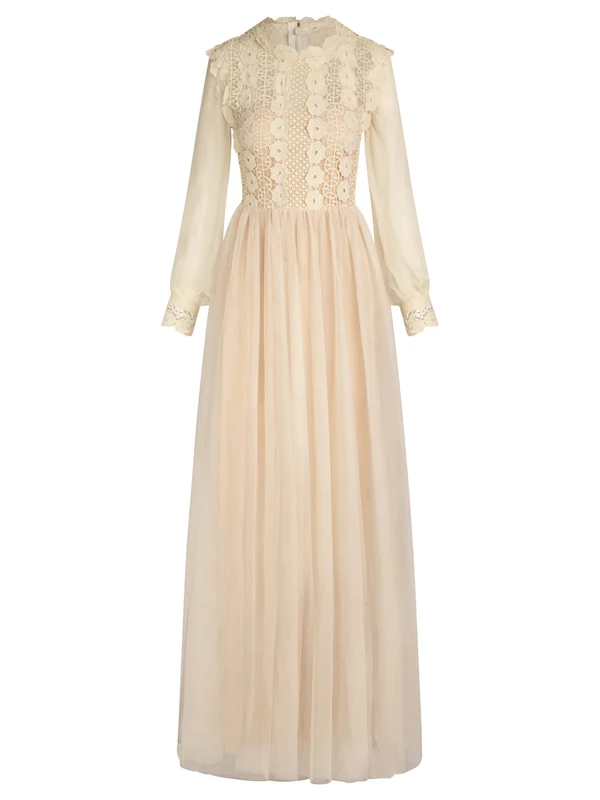 ApartFashion Women's Apart Lace Evening Dress with Tulle Skirt Special Occasion, White, XL