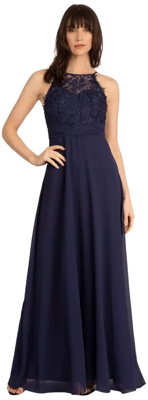 ApartFashion Women's Apart Chiffon Lace Evening Dress Special Occasion, darkblue, L