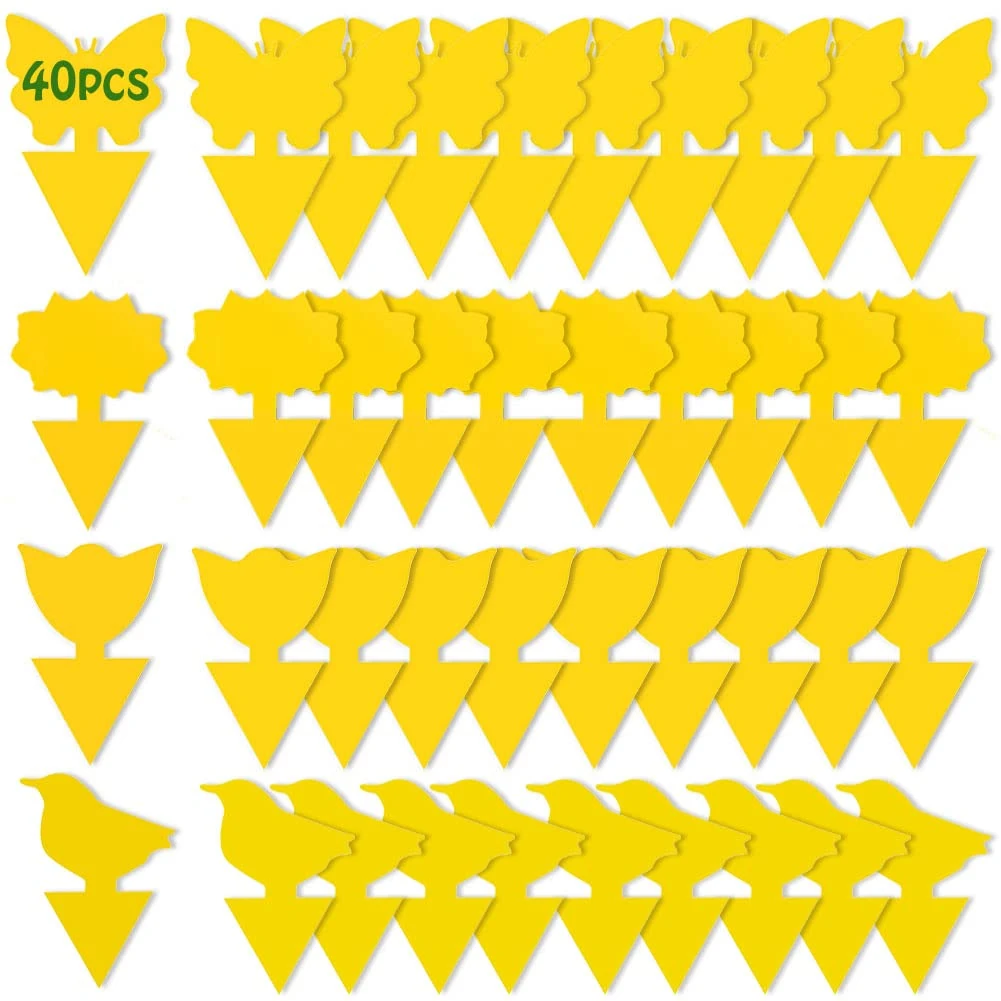 Fruit Fly Trap, 40 Pack Fruit Fly Killer Yellow Sticky Bug Insect Killer Double-sided Insect Catcher Sticky Bug Sticky Fruit Fly Killer for Houseplant Indoor and Outdoor