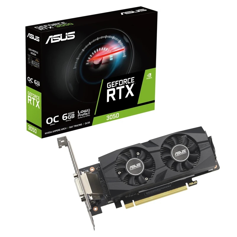 ASUS GeForce RTX 3050 LP BRK OC Edition 6GB GDDR6 Gaming Graphics Card (Nvidia RTX3050, PCIe 4.0, 1x DVI-D, 1x HDMI 2.1, 1x DisplayPort 1.4a, RTX3050-O6G-LP-BRK)