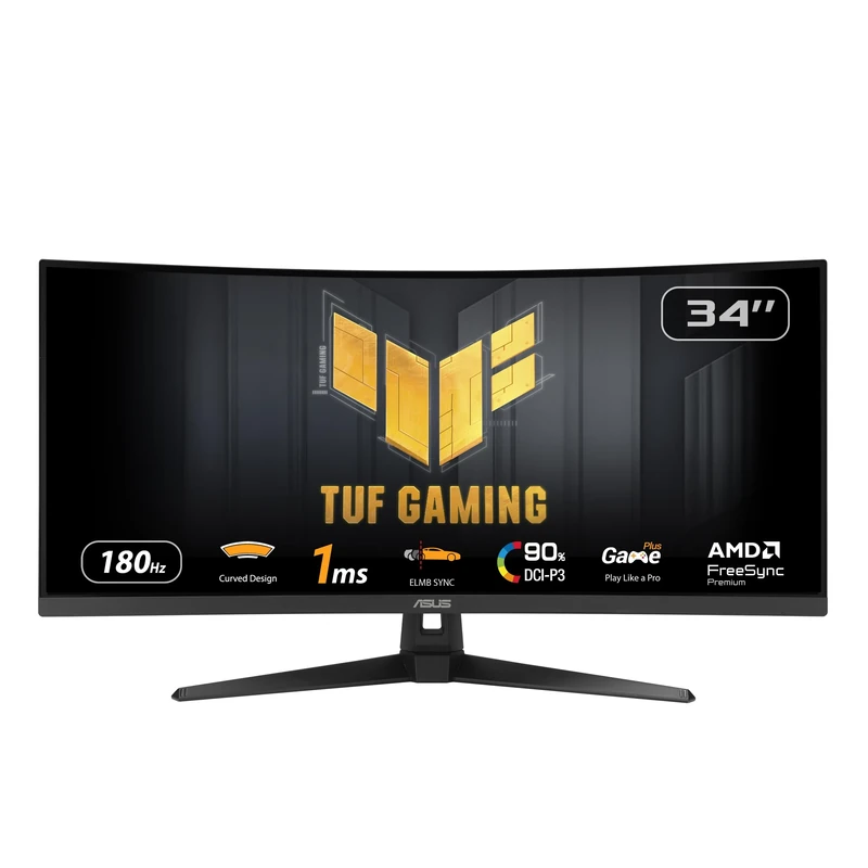 ASUS TUF Gaming VG34VQ3B Gaming Monitor – 34 inch WQHD (3440x1440), Curved, 180Hz, ELMB SYNC, FreeSync Premium, 1ms MPRT, 90% DCI-P3, DisplayWidget Center