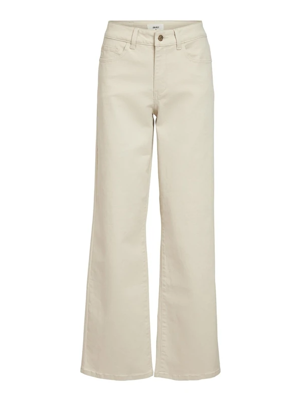 Object Female Wide fit Jeans Twill, Sandshell, S