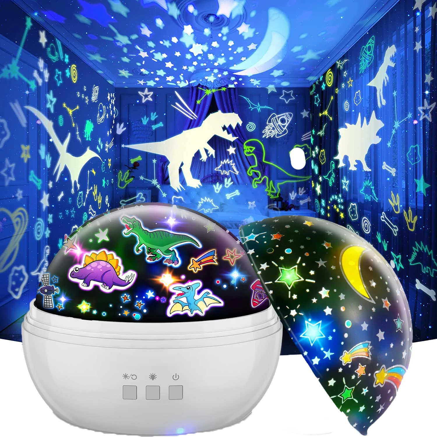 EUCOCO Sensory Lights for Babies, Dinosaur Night Light Projector Easter Decorations Easter Gifts for 1-12 Year Old Dinosaur Toys for Boys Age 1-12 Boys Lights for Bedroom Sensory Toys Star Projector
