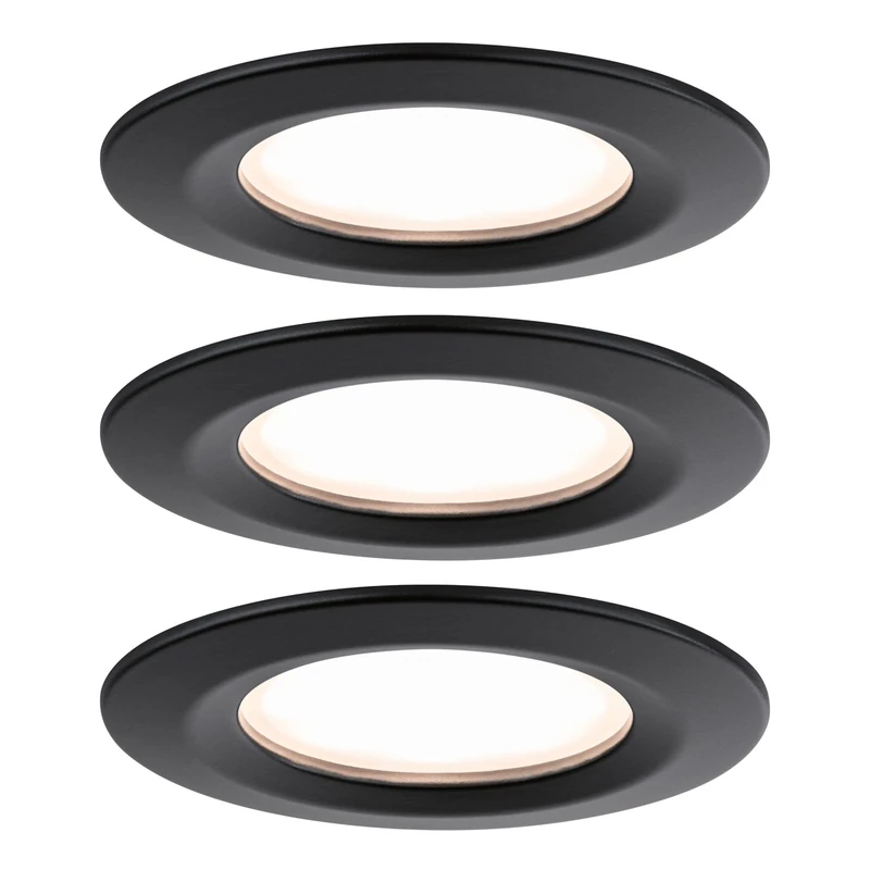Paulmann 93081 Nova Plus LED recessed luminaire incl. Coin basic set rigid IP44 round 78mm 3x6W 230V dimmable 2700K black matt spot recessed spotlight