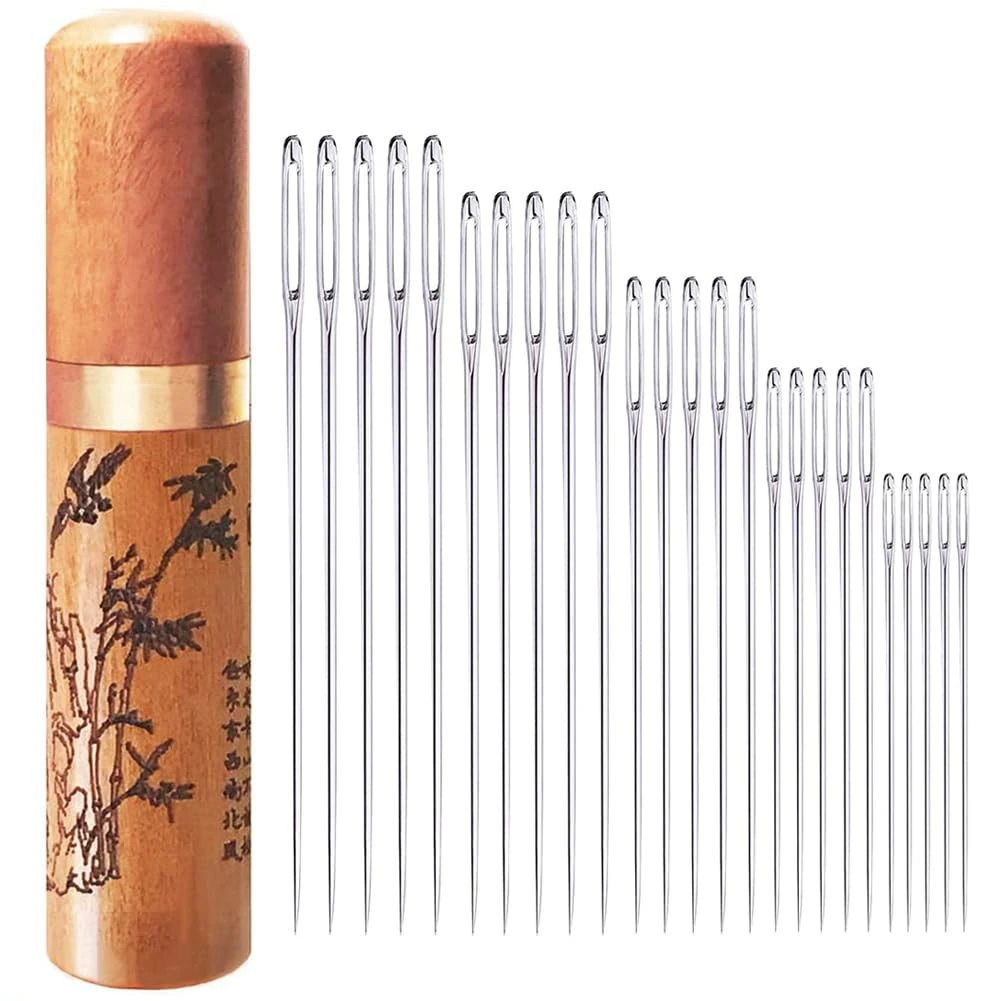 Sewing-Needles Embroidery-Needles Sharp Large-Eye Stainless-Steel - 25 Pieces for Hand Sewing