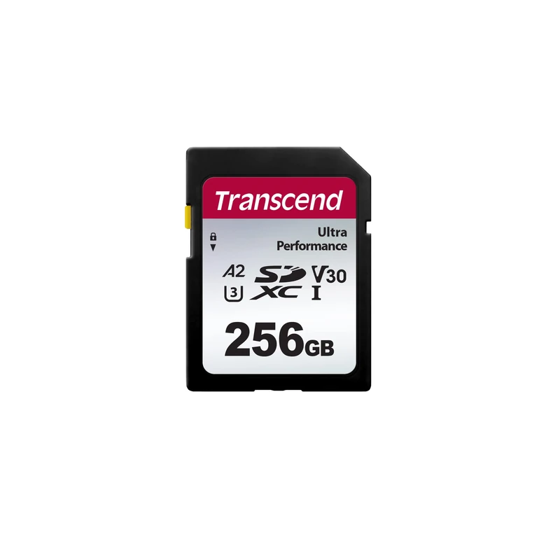 Transcend SDC340S 256GB SDXC U3 V30 A2 Memory Card, Speed up to 160/90MB/s for 4K Video Recording TS256GSDC340S