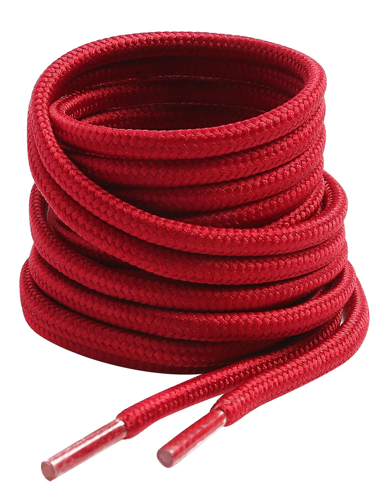 VSUDO 90 cm Round Burgundy Red Boot Laces, 4mm Diameter Shoe Laces for Boots, Heavy Duty Outdoor Work & Hiking Shoelaces for Men or Women (1 Pair-Burgundy Red-90cm)