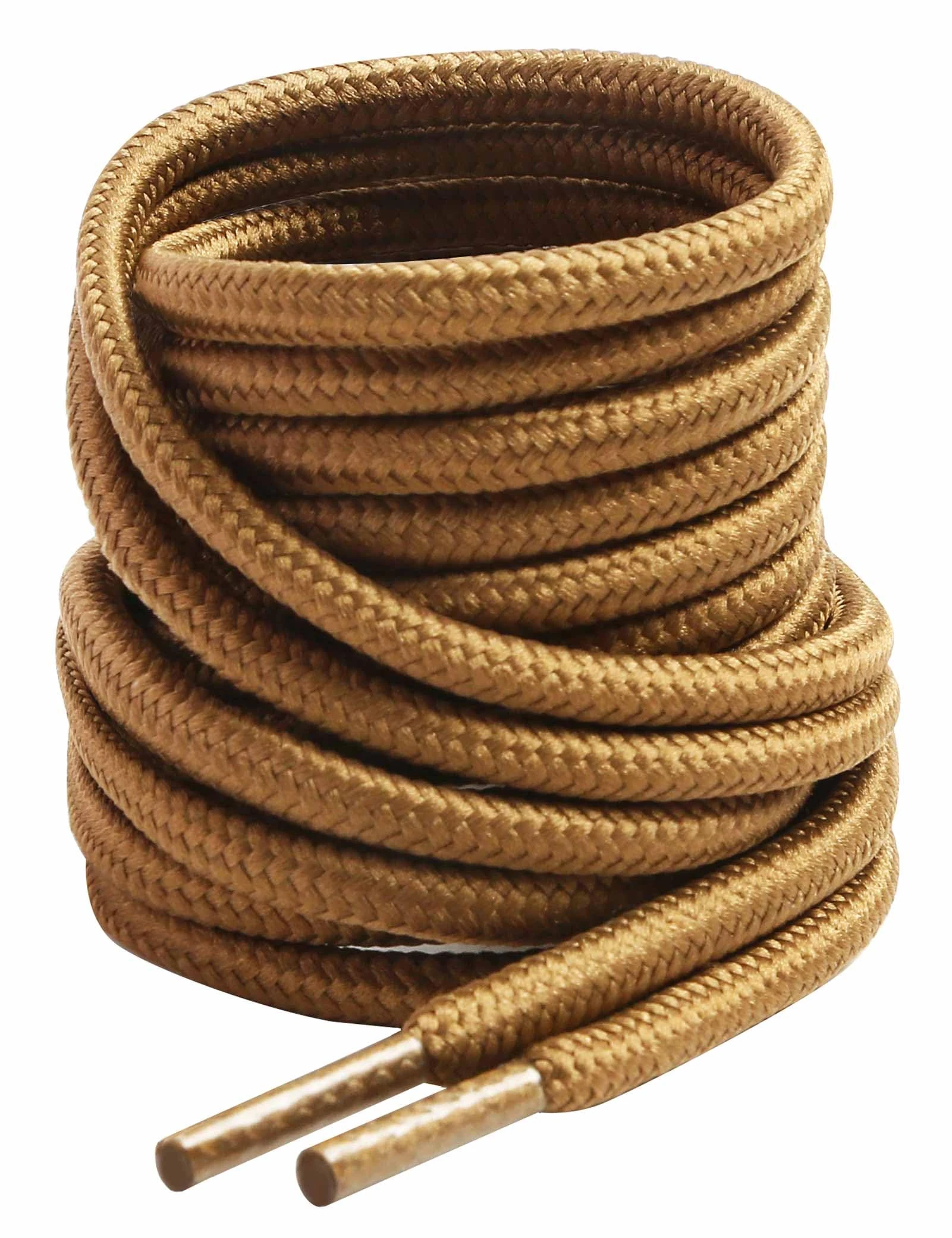 VSUDO 130 cm Round Tan Boot Laces, 4mm Diameter Shoe Laces for Boots, Heavy Duty Outdoor Work & Hiking Shoelaces for Men or Women (1 Pair-Tan-130cm)