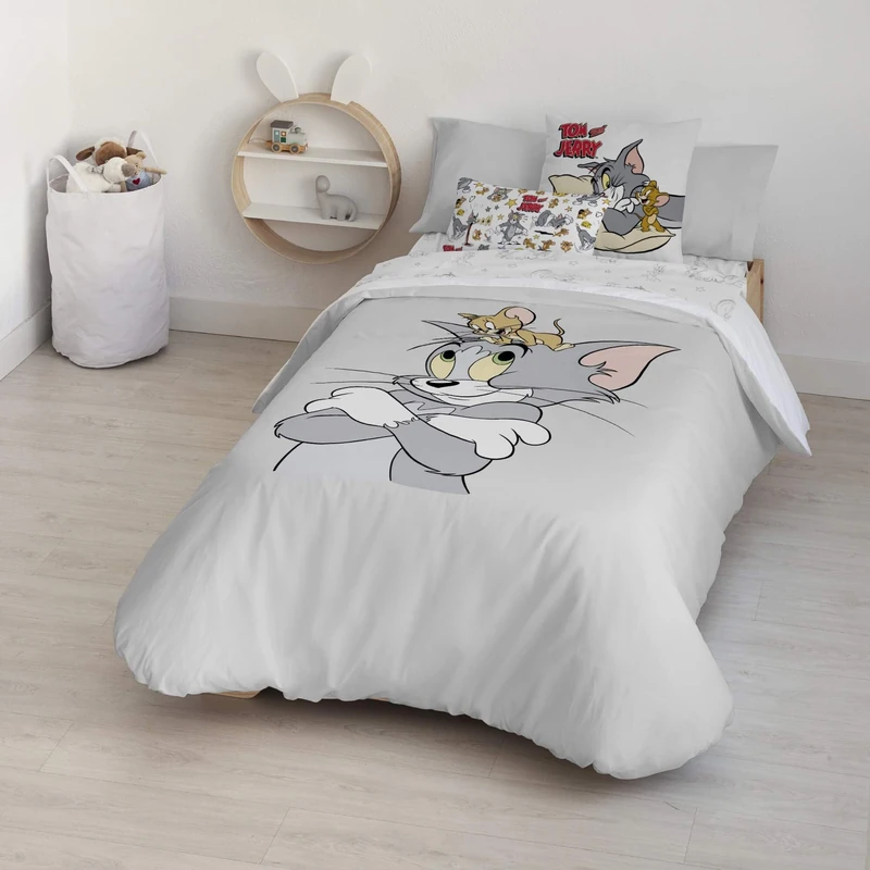 BELUM | Duvet Cover with Buttons 100% Cotton Model Sweet Tom Jerry Bed of 105 (180x240 cm); Duvet Cover Lightweight and Comfortable; Duvet Cover Official licenses…