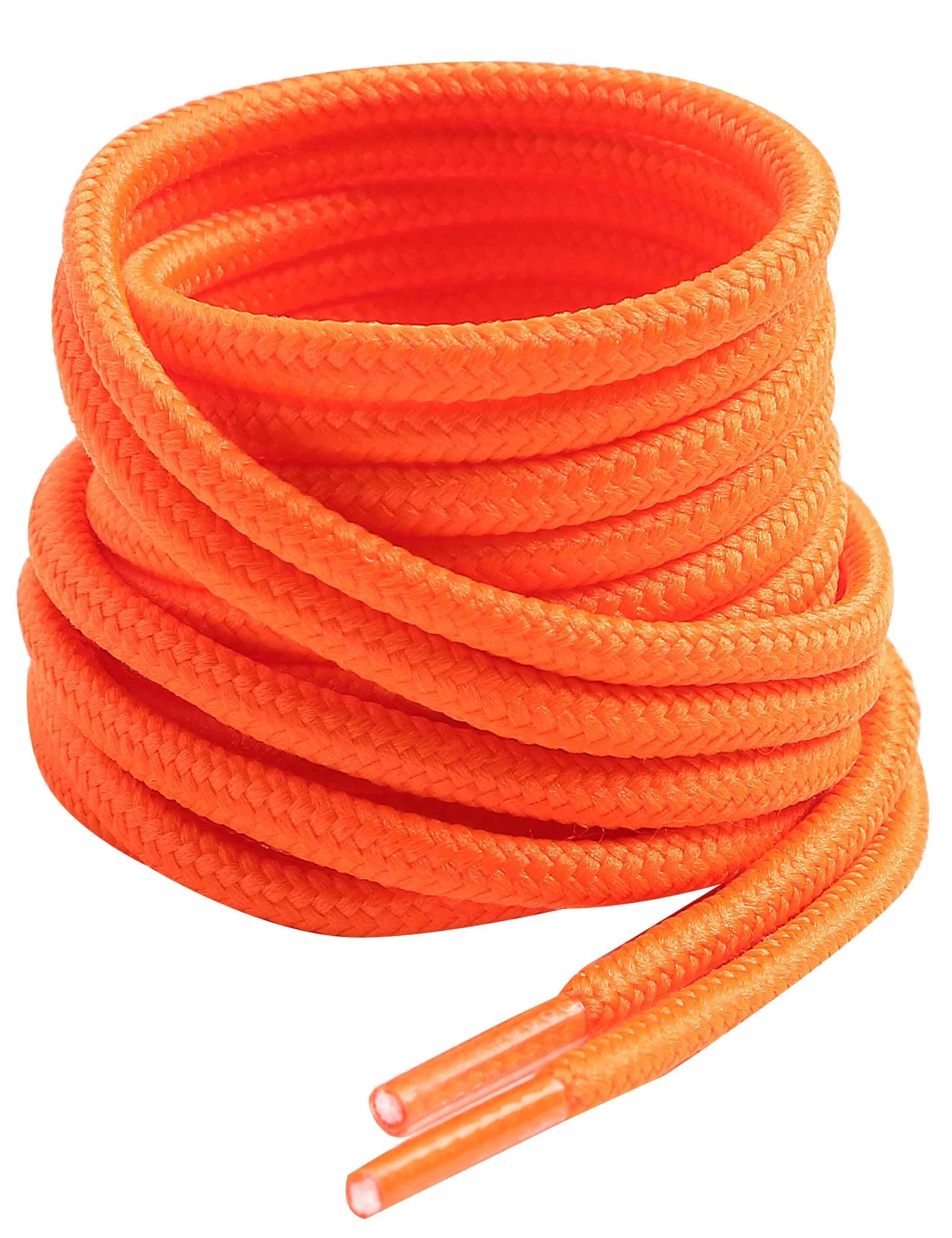 VSUDO 130 cm Round Orange Boot Laces, 4mm Diameter Shoe Laces for Boots, Heavy Duty Outdoor Work & Hiking Shoelaces for Men or Women (1 Pair-Orange-130cm)