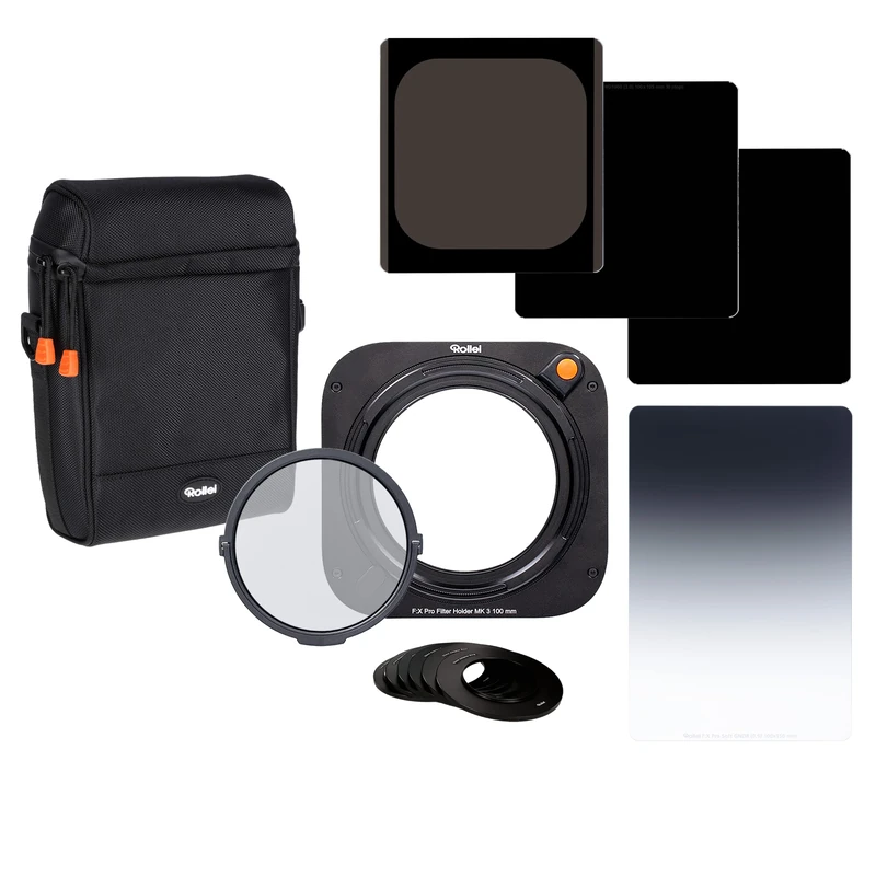 Rollei Rectangular Filter Holder Master-Set MK 3 with Magnetic CPL Filter, Adapter Rings 52-82mm, Soft GND8, ND8, ND64, ND1000