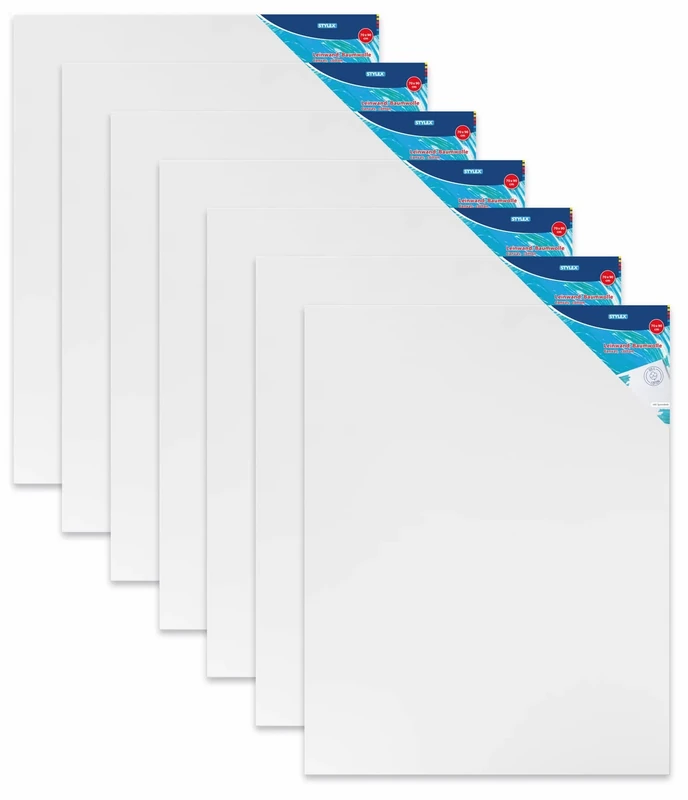 Stylex 28665-P6 - Stretcher Frame 70 x 90 cm with 100% Cotton Fabric Canvas Primed Back Stapled for Oil, Acrylic and Tempera Paints, Gouache Painting, Pack of 6