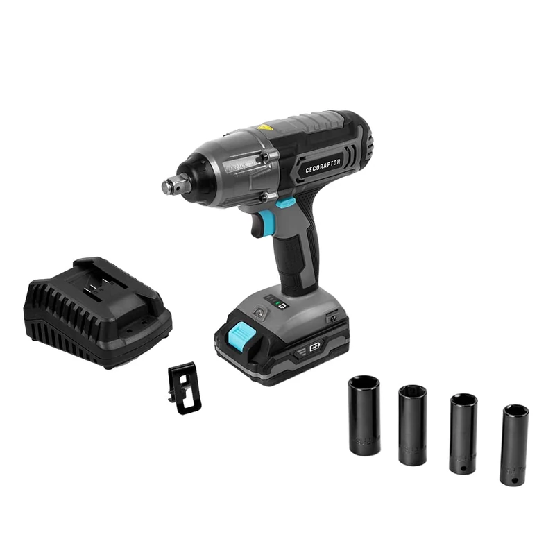 Cecotec CecoRaptor Perfect Impact 2020 Ultra Cordless Impact Wrench 20V 2000mAh Battery, No Load Speed 2300 rpm, Impact Ratio 3000 bpm, Max Torque 400 Nm, Drill Chuck