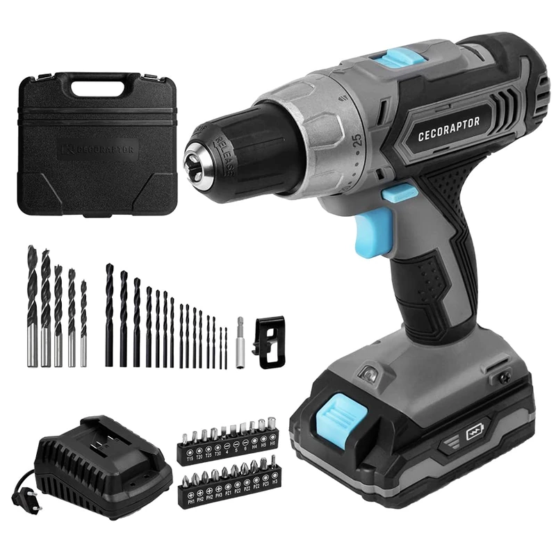 Cecotec CecoRaptor Perfect Drill 2020 Advance Battery Drill 20V 2000mAh Battery, No Load Speed 1550rpm Max Torque 46Nm 25+1 Torque Positions and 2 Speeds