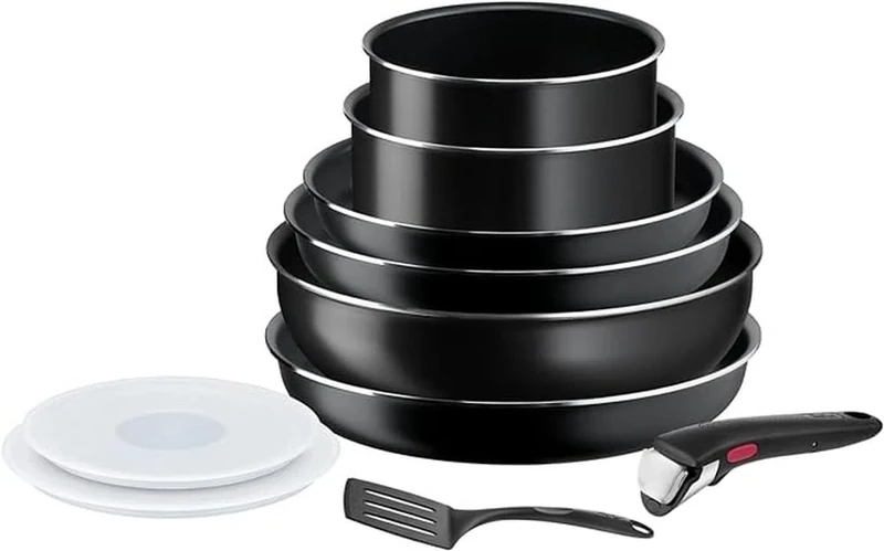 Tefal Ingenio Easy On 10-Piece Cookware Set, Non-Stick Coating, Start-Up Indicator, Diffusion Base, Healthy Cooking, Safe Cooking, Made in France L1599802